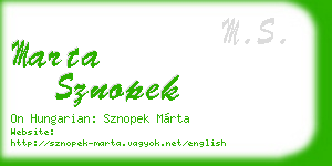marta sznopek business card